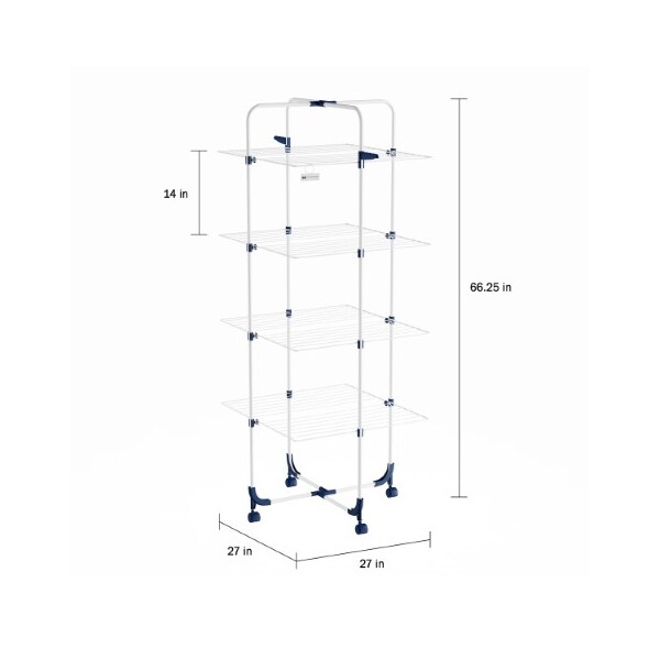 Clothes Drying Rack 4-tiered Laundry Station With Collapsible Shelves And Wheels For Folding